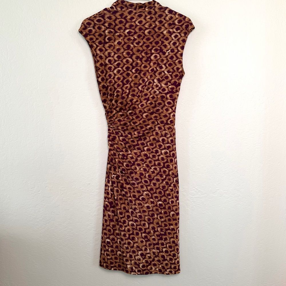 Lauren Ralph Lauren Faux Wrap Midi Dress Leopard Print Purple and Brown Size 4 - Picture 6 of 9